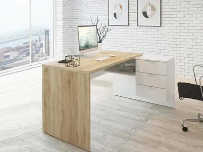 Immagine prodotto di Dmora Scrivania Agnello 108x145x73h cm Bianco, Modulabile Angolare