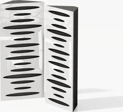 Produktbild von 2er-Pack - Schmale akustische Eckbassfalle |  Größe: 23 x 50 cm | Farbe: (Weiß glänzender Kunststoff, Pulse-mini)
