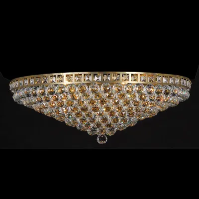 Image de Plafonnier LumiLamp en cristal, Ø 80 × 27 cm, E14/max. 15 × 40 W, couleur or, lustre