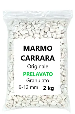 Productafbeelding van Grind Carrara-marmer - Voorgewassen Kiezelstenen - Decoratie voor Aquaria - Bonsai/Mixplanten - 2 kg - 9-12 mm - Marmergranulaat