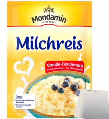 Produktbild von Mondamin Milchreis Vanille (117g Packung) + usy Block
