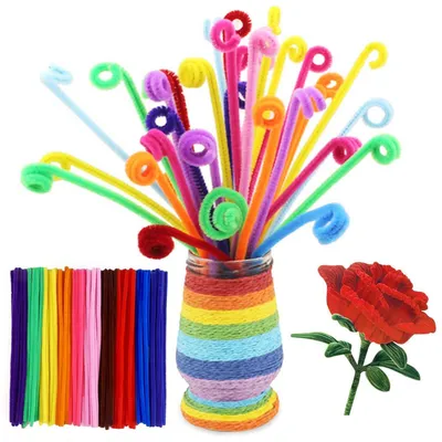Productafbeelding van Pijpenreiniger van chenilledraad, 100 stuks, 30 cm, 10 kleuren, knutselset