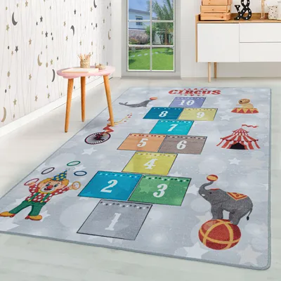 Image de Homebyhome Tapis Enfant Marelle Design Tapis de Jeu pour Chambre Garçon et Fille Solide et Durable, Taille: 120x170 cm