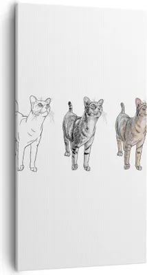 Produktbild von Bild auf Leinwand - Leinwandbild - Katzen Tiere Kinder Illustration - 55x100cm - Wand Bild - Wanddeko - Leinwanddruck - Bilder - Kunstdruck - Leinwand bilder - Wandkunst - PA55x100-3211