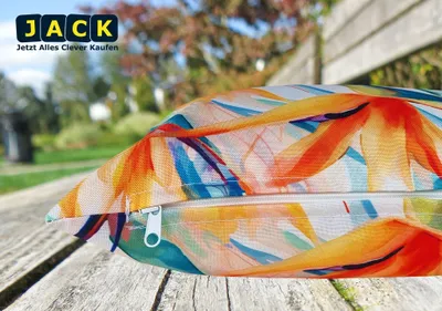 Produktbild von JACK 30x50cm Motiv Outdoor Lounge Kissen Dekokissen inkl. XXL-Füllung Wasserabweisend Sitzkissen Garten Stuhl Lotus Effekt, Farbe:Strelitzia