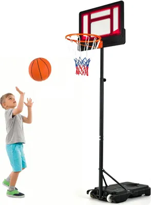 Produktbild von GOPLUS Basketballkorb tragbar, Basketballständer höhenverstellbar 154 bis 210 cm, Basketballsystem Basketballanlage auf Rädern für Kinder und Jugendliche