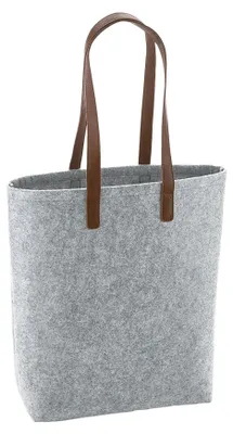 Image de Bagbase - Sac à provisions « Premium », feutre FK1132 (taille unique) (gris chiné/marron clair)