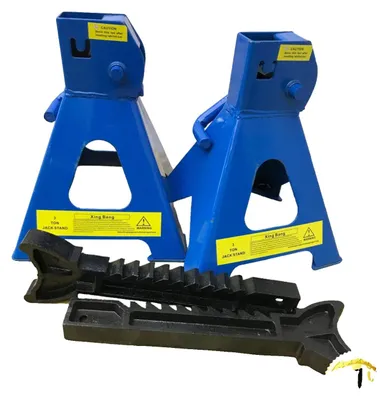 Produktbild von Achsständer, Stahlmaterial, verstellbare Höhe 29-43 cm, Tragfähigkeit 3 Tonnen, große stabile Basis, Sicherheitsverriegelungssystem
