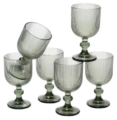 Produktbild von Mica Decorations Merlot Weinglas - 6er-Set - 250 ml - Glas - Grau