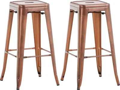 Produktbild von DELUKE® Barhocker 2er Set MILAN - Kupfer, Metall | Barhocker ohne Lehne Barstuhl Tresenhocker Tresenstuhl Kneipenhocker Kneipenstuhl