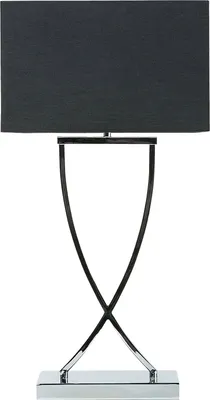 Obrázok produktu pre BELIANI stolová lampa strieborná kovová základňa látkové tienidlo čierna dlhý kábel s vypínačom moderný minimalistický