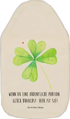 Produktbild von Mr. & Mrs. Panda Wärmflasche Blume Kleeblatt - Weiß - Geschenk, Umzug, Glücksbringer, warmwasserbeutel, Wärmflaschen, Motivation, Flauschige, Garten, Jobwechsel, Glück