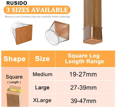 Produktbild von Stoelpootdoppen transparent, quadratisch, 20 Stück, passend für 19-27 mm Stuhlbeine, Bodenschutz