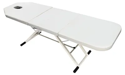 Produktbild von Klappbare Massageliege - Massagetisch für Salon - Verstellbare Rückenlehne - Kunstlederpolsterung - Metallrahmen - 182 x 60 cm - Weiß - Tragfähigkeit bis 250 kg