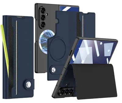 Obrázek produktu pro Pro Samsung Galaxy Z Fold7 GKK MagSafe Full Cover Split Flip Leather Case Blue