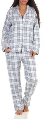 Produktbild von Damen langarm Flanell Pyjama Schlafanzug kariert - 202 201 15 602 ; Karo blau , 40
