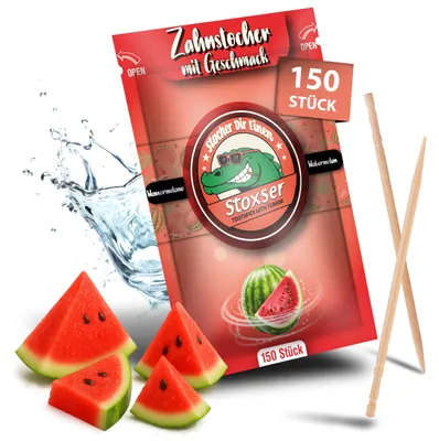 Zahnstocher mit Wassermelonengeschmack, 150 Stück, zuckerfrei