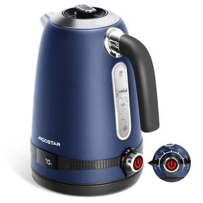 Produktbild von Aigostar Wasserkocher 1,7 L, 2200 W, mit Temperatureinstellung 40-100℃, Warmhaltefunktion  Digitaler Temperaturanzeige, Schwarz