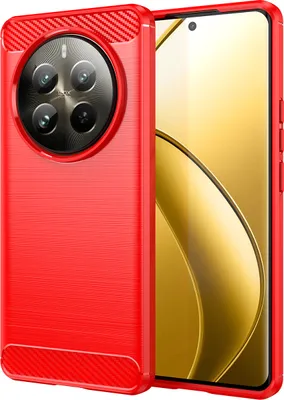 Produktbild von Hülle für Realme 12 Pro 5G Carbon-Faser Weich TPU Silikon Stoßfest Handyhülle Rot