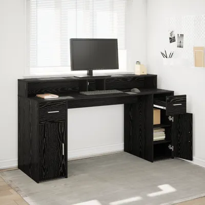 Produktbild von Schreibtisch Schwarz Eiche 160x55x91 cm Holzwerkstoff, Schreibtische DesignMöbel Neu