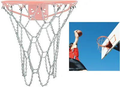 Imagen del producto de Red de baloncesto de metal galvanizado, resistente, para canchas exteriores