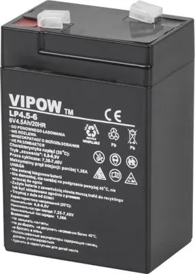 A black gel battery with white text and logos.