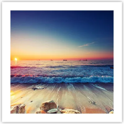 Produktbild von Poster - Poster ohne Rahmen - Meer Strand Welle - 50x50 cm - Wand Bild - Wanddeko - Wandbilder - Kunstposter - Wandposter - Bilder - Kunstdruck - Wanddekoration - Wandbild - P2XAC50x50-3613