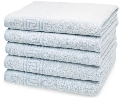 Produktbild von 5er Set Duschtücher, 80% Baumwolle, 20% Polyester, 70x140 cm, blau