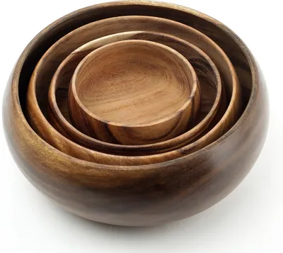 Produktbild von 4 Holzschalen aus Akazie rund Holz Schale Obstschale Deko Unikate