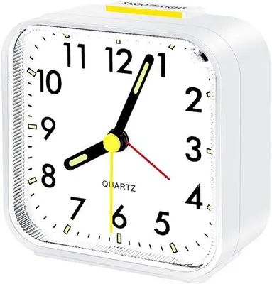 Image de Réveil électrique - Réveil analogique silencieux - Fonctionnant sur piles - Alarme puissante - Fonction snooze - Fonctionnement silencieux - Écran lumineux - Portable - Convient aux gros dormeurs - Blanc