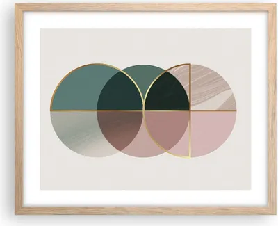 Produktbild von Gerahmtes Poster - Rahmen in heller Eiche - Abstraktion Räder Minimalismus - 50x40 cm - Wand Bild - Wanddeko - Wandbilder - Kunstposter - Wandposter - Bilderrahmen - Bilder - P2NAA50x40-4399