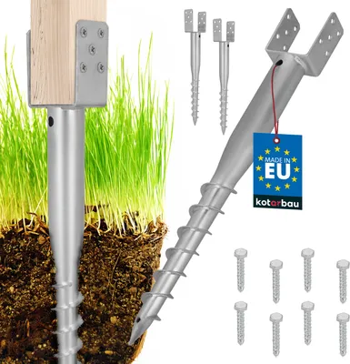 Obrázek produktu pro KOTARBAU® 2 ks. U podpěra sloupku pro přišroubování 90x710mm pozinkovaná ocelová nájezdová objímka nájezdová zemní objímka základna sloupku U-šroub zemní kotva zemní hrot kotva dřevěný sloupek altánku plot zahradní plot