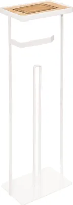 Produktbild von 5five Simply Smart Toilettenpapierhalter Modern aus Metall Bambus weiß/braun 59cm x 18cm x 12cm