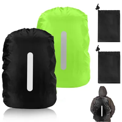 Immagine prodotto di Copertura impermeabile per zaino - confezione da 2 pezzi - Protezione impermeabile per zaino - capacità 30-40 L - Riflettente - Copertura antipioggia per zaini - Ideale per escursioni, ciclismo e alpinismo