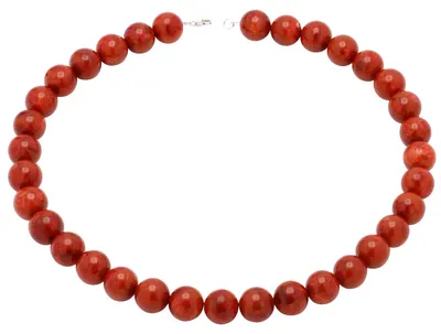 Produktbild von Kette Collier Koralle Schaumkoralle & 925 Silber rot-braun Halskette Kugelkette für Damen