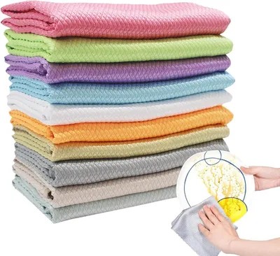 Image de Chiffons de nettoyage - Chiffons pour vitres - Nettoyage sans traces - Absorbants - 10 pièces - Différentes couleurs