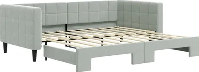 Image de Lit de jour avec lit gigogne gris clair 90x190 cm velours
