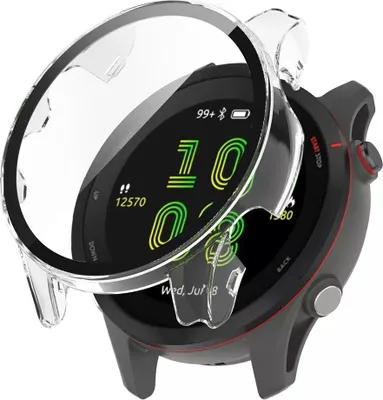 Produktbild von Strap-it Schutzhülle – Hülle mit Displayschutzfolie aus Glas – Passend für Garmin Forerunner 255 (Transparent)