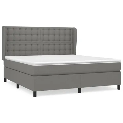 Image de Sommier à lattes de lit avec matelas Gris foncé 180x200cm Tissu