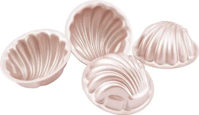 Image de CANDeal Set de 4 poêles à madeleines antiadhésives de 3 pouces Moule à gâteau, Mini taille Sea Shell poêles à madeleines pour la cuisson, Non Stick poêle à gâteau ronde