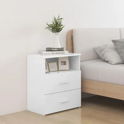 Image de vidaXL Table de nuit blanc 50x32x60 cm