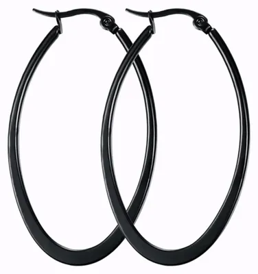 Produktbild von Creolen oval: Ohrringe aus Edelstahl Schwarz