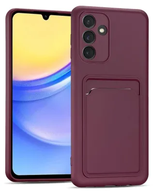 Immagine prodotto di Custodia per cellulare per Samsung Galaxy A15 4G/5G cover protettiva in silicone con slot per schede Slim Wallet Case, Raspberry
