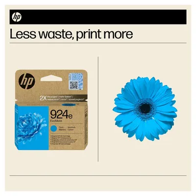 Produktbild von HP 924e EvoMore Cyan Original Druckerpatrone, Hohe (XL-) Ausbeute, Cyan, 1 Stück(e), 800 Seiten, Einzelpackung
