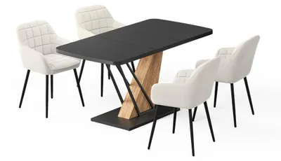 Produktbild von Esstisch-Set Vicco Fenaro Schwarz/Goldkraft Eiche 120 x 80 cm mit 4 Esszimmerstühlen, Model 62759