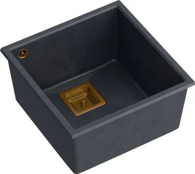 Produktbild von QUADRON Spülbecken 1-Becken Spüle | Größe: 41 x 42 x 22,5 cm | DAVID 40 | Küchenspüle Granitspüle aus GraniteQ mit Siphon | Schwarz & Kupfer