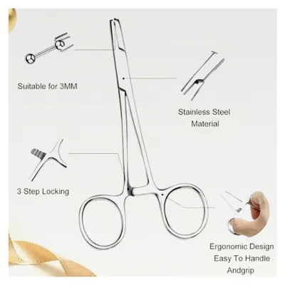 Produktbild von 3 mm Piercingzange, Piercingkugel-Aufdreher für Piercingwerkzeug-Zubehör für Kugeln, Piercingwerkzeug zum Öffnen und Wechseln von Ohr-, Lippen-, Bauchnabel-, Zungen-, Nasen- und Augenbrauenpiercings