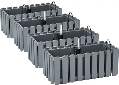 Produktbild von 4x květinový truhlík 40 cm květináč s držáky květináče indikátor hladiny vody balkonový truhlík květináč šedý