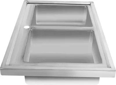 Produktbild von Küchenspüle - Doppelbecken - 201 Edelstahl - Einbau - Ohne Armatur - Tragfähigkeit 300 kg - Ablaufrohr 60 cm - Grau