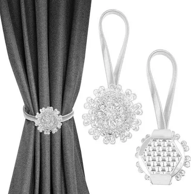 Produktbild von Famanu Dekorative Kristall-Blumengordijnclips - Magnetische Halter ohne Bohren